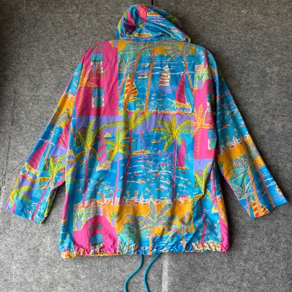 Vintage Ken Done Colorful Hooded Jacket Printed Windbreaker Size Medium - Picture 10 of 15